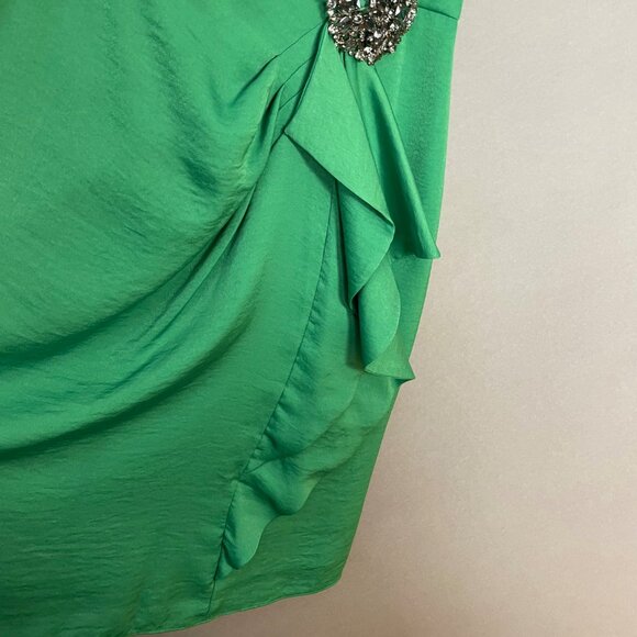 BCBGMaxAzria Strapless Dress Brooch Larre Kelly Green Sz 10 Cocktail Homecoming - Picture 14 of 16